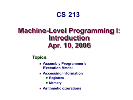 Machine Level Programming I