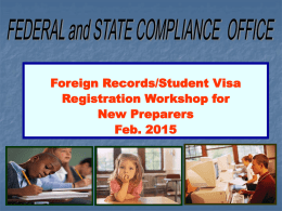 Foreign Records/Student Visa Senior High Counselors