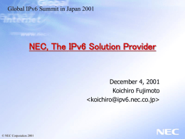 NEC, The IPv6 Solution Provider