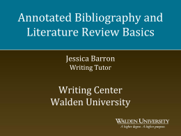 Annotated Bibliographies - Writing Center