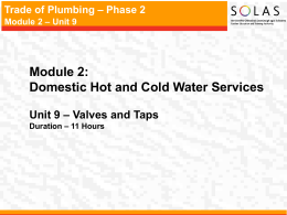 Unit 9 Trade of Plumbing – Phase 2 Module 2
