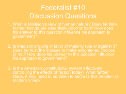 Federalist #10 Discussion Questions