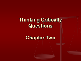 Thinking Critically Questions Chapter Two