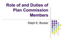 Role of and duties of Plan Commission Members
