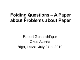 Folding Questions – A Paper about Problems about Paper