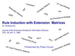 Rule Induction with Extension Matrices Dr. Xindong Wu