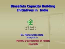 India: Capacity Building in Biosafety