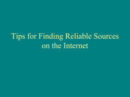 Tips for Finding Reliable Sources on the Internet