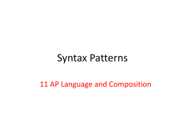 Syntax Patterns - Miami Killian Senior High School