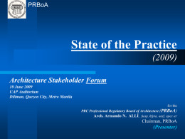 State of the Practice 2009 - Professional Regulatory Board