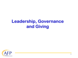 Leadership, Governance and Giving