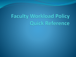 Faculty Workload Workshop - Prairie View A&M University