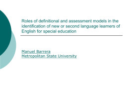 Definitional and Assesment Models in the Assessment of New