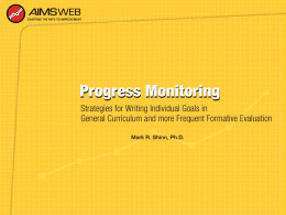 Progress Monitoring Power Point Presentation