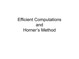 Efficient Computations and Horner’s Method