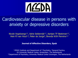 Cardiovascular disease in a large cohort of depressed and