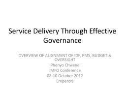Overview of Alignment of IDP & Performance Management