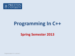 Programming In C++ - EDUCATION CONSULTANT