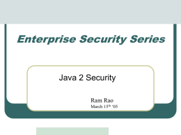 Java2 Security - Ramanujam Rao's Personal Pages