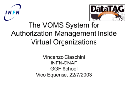 The VOMS System for Management of Virtual Organizations