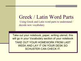Greek / Latin Word Parts - White River High School