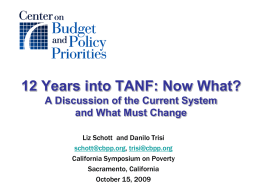 12 Years into TANF: Now What?