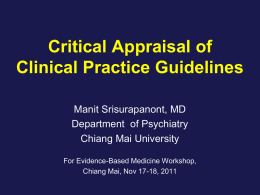 Critical Appraisal of Clinical Practice Guidelines