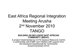 East Africa Regional Integration Meeting Arusha 2nd