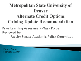 Metropolitan State University of Denver Alternate Credit
