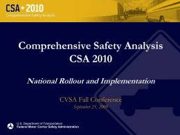 CSA 2010 Slides for CVSA September 2009