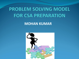 Problem Solving FOR CSA PREP