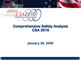 CSA 2010 Briefing - Commercial Vehicle Safety Alliance