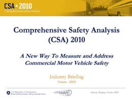 Comprehensive Safety Analysis (CSA) 2010 Re