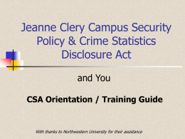 Jeanne Clery Campus Security Policy & Crime Statistics