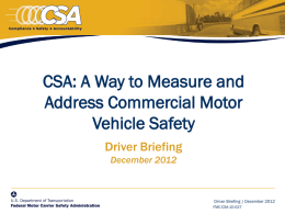 Comprehensive Safety Analysis (CSA) 2010 Re