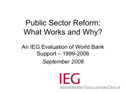 Public Sector Reform: What Works and Why?