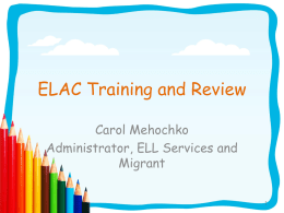 ELAC Training and Review