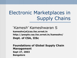 Electronic Marketplaces in Supply Chains