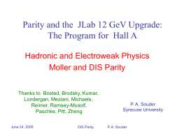 Parity Violation in eP Scattering at JLab