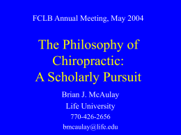 Ethics & Discourse in the Philosophy of Chiropractic: Case