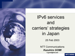 NTT/VERIO Global IPv6 Backbone Network Design Ver 0.5