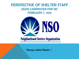 Perspective of shelter staff Dean Carpenter FNP