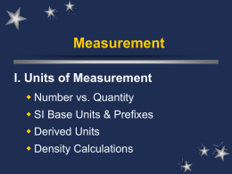 I. Units of Measurement - MR. Ahearn's Physical Science