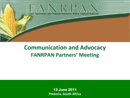 Showcasing a Journey of Key FANRPAN Initiatives