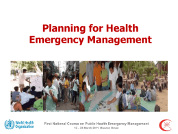 Planning for Health Emergency Management