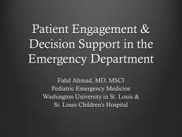 Patient Engagement, Decision Support, and the EMR