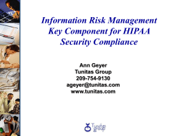 Information Risk Management -- The Key Component for HIPAA