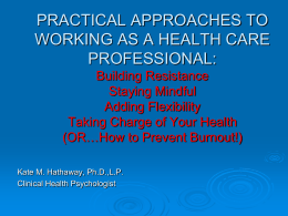 'Practical Approaches to Working as a Health Care