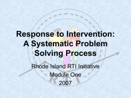 RTI: an Intervention System (PowerPoint)