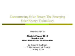 Concentrating Solar Power - Thoughts of a Lapsed Physicist